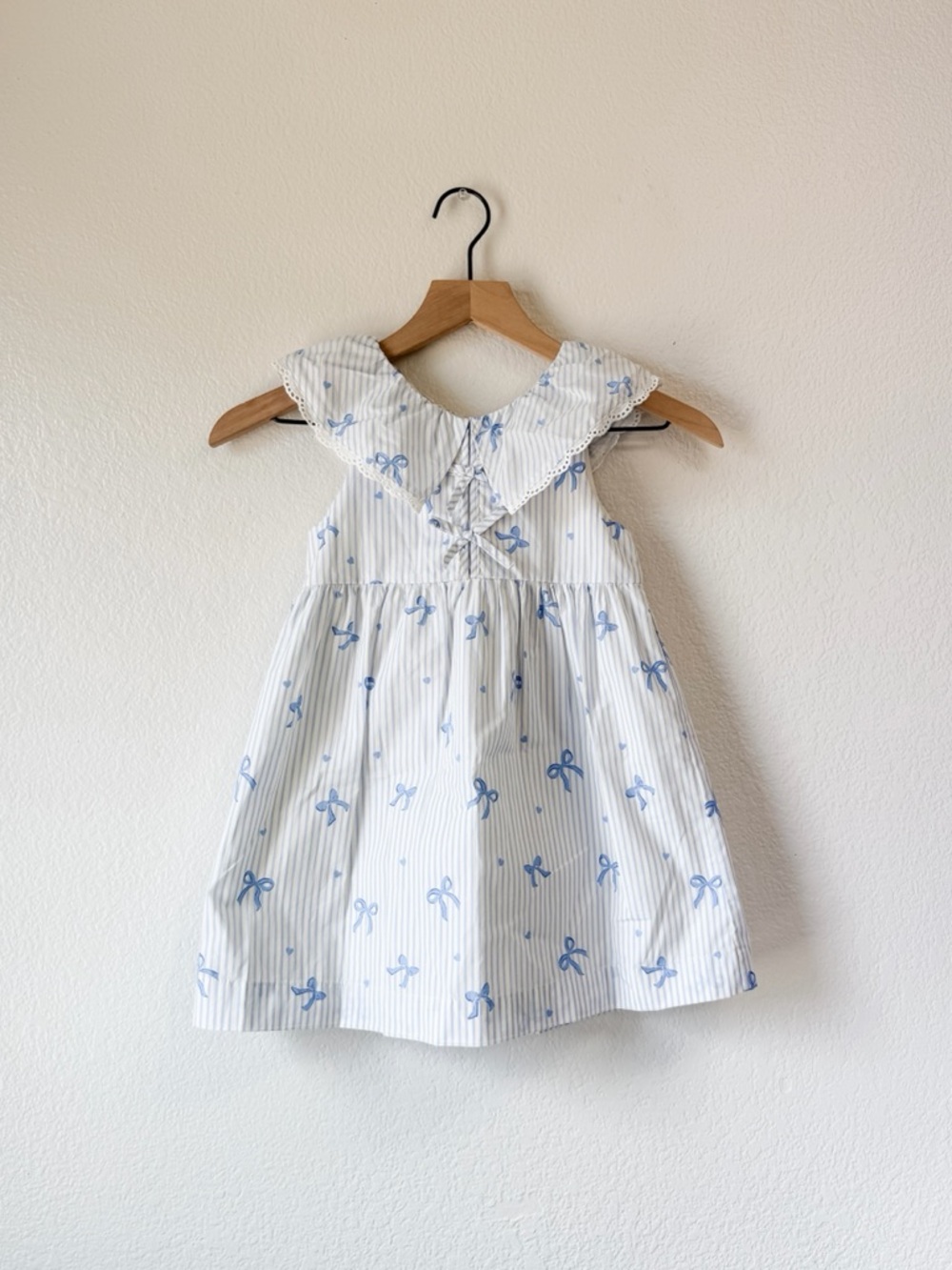 Zara Blue Stripe Bow Print Collar Dress (6yrs) NWT